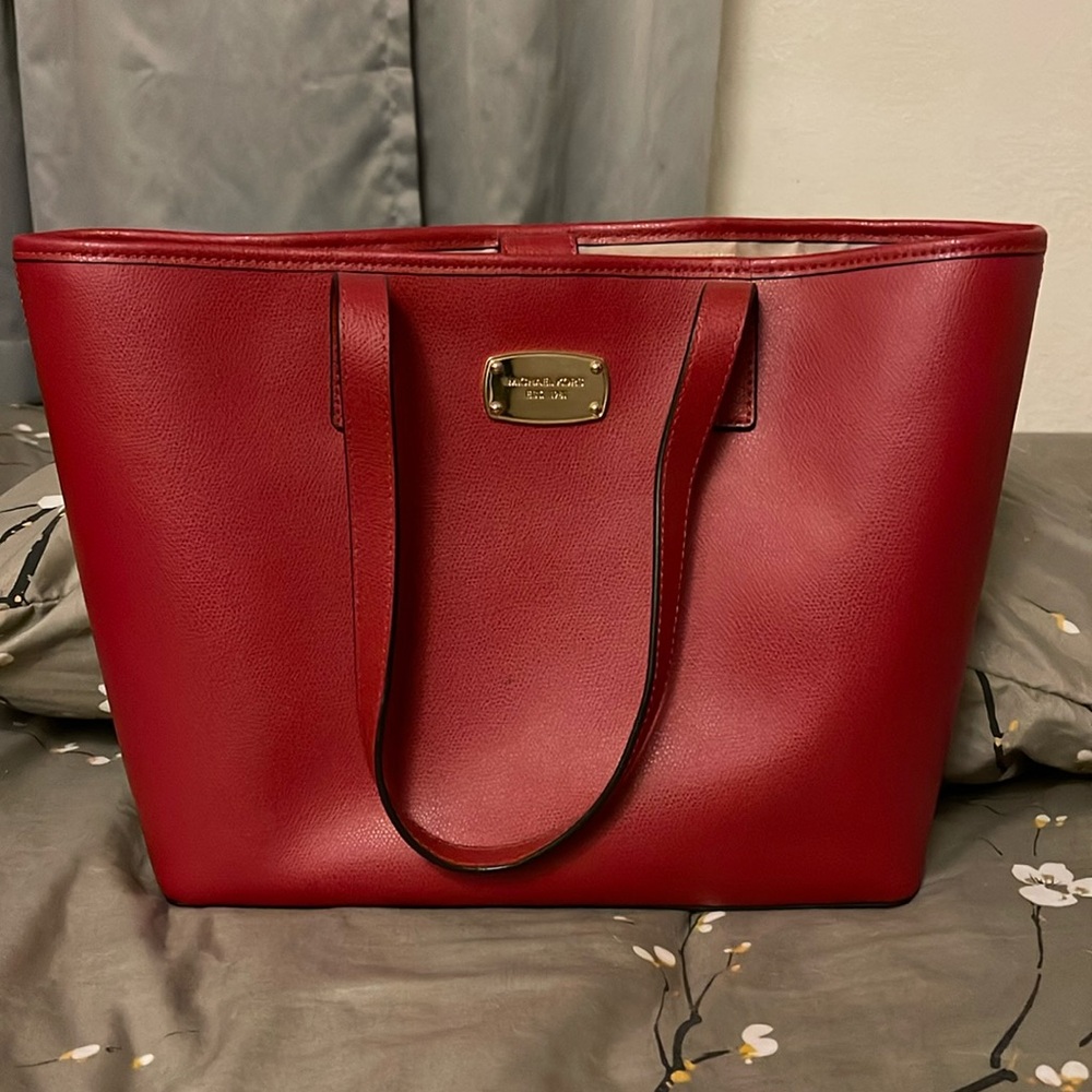 Michael Kors deep red tote bag